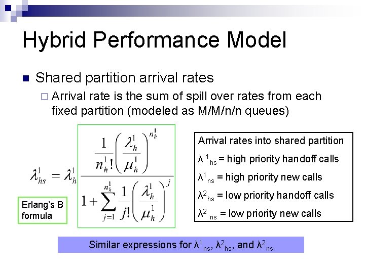 Hybrid Performance Model n Shared partition arrival rates ¨ Arrival rate is the sum Hybrid Performance Model n Shared partition arrival rates ¨ Arrival rate is the sum