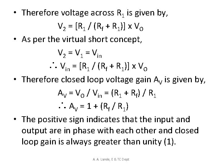  • Therefore voltage across R 1 is given by, V 2 = [R
