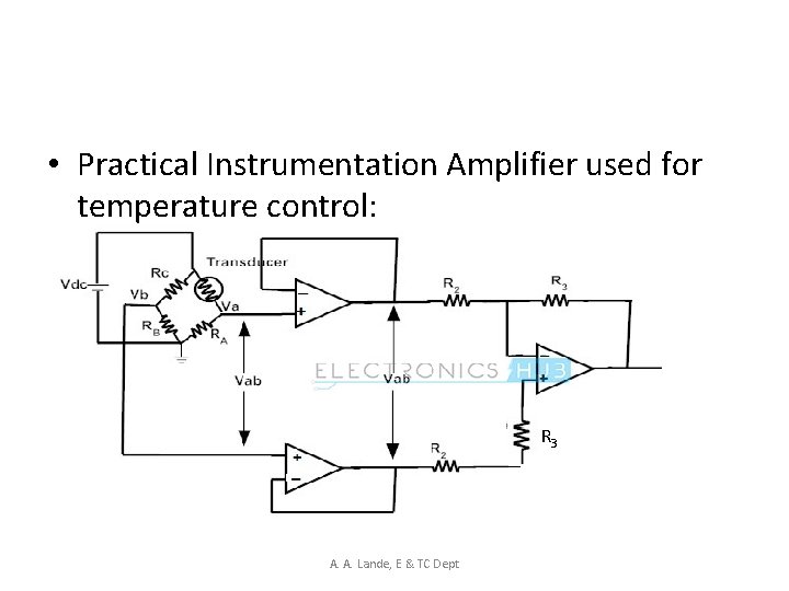 • Practical Instrumentation Amplifier used for temperature control: R 3 A. A. Lande,