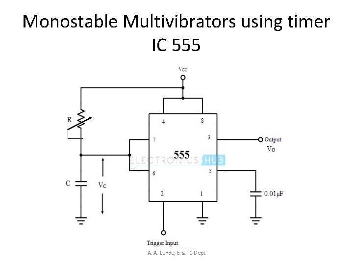 Monostable Multivibrators using timer IC 555 A. A. Lande, E & TC Dept 