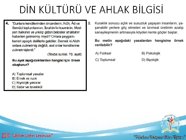 DİN KÜLTÜRÜ VE AHLAK BİLGİSİ 