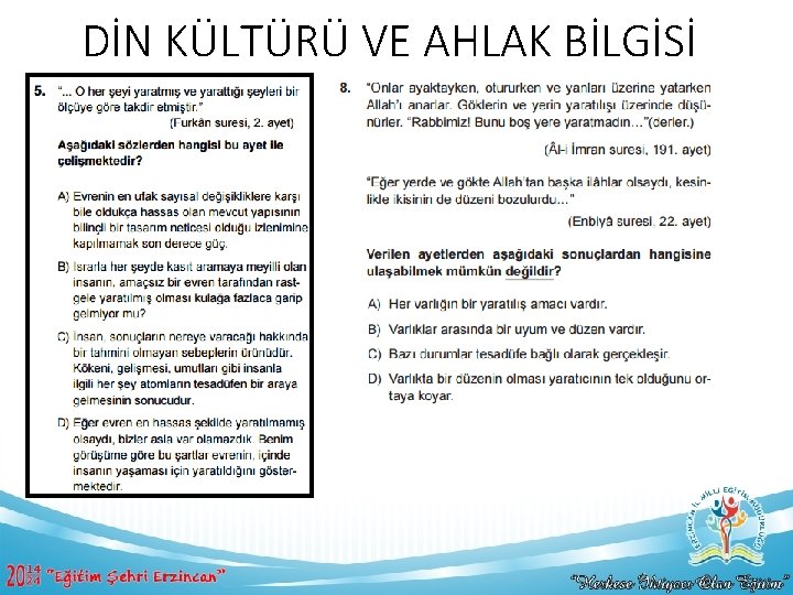 DİN KÜLTÜRÜ VE AHLAK BİLGİSİ 