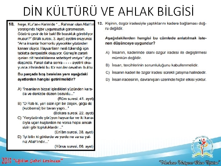 DİN KÜLTÜRÜ VE AHLAK BİLGİSİ 