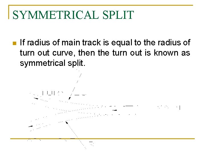 SYMMETRICAL SPLIT n If radius of main track is equal to the radius of