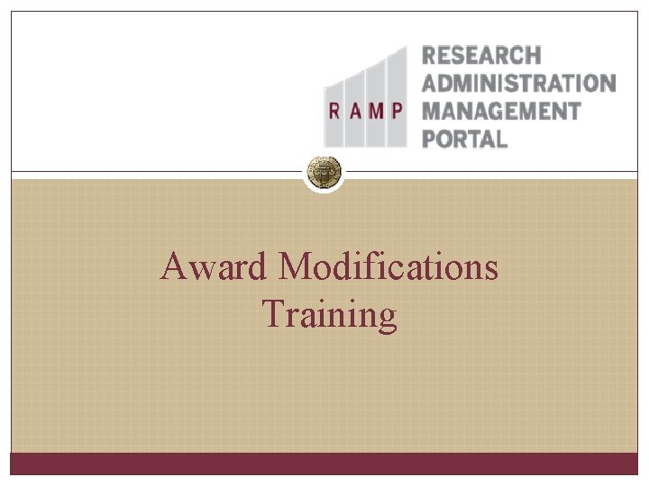 Award Modifications Training 