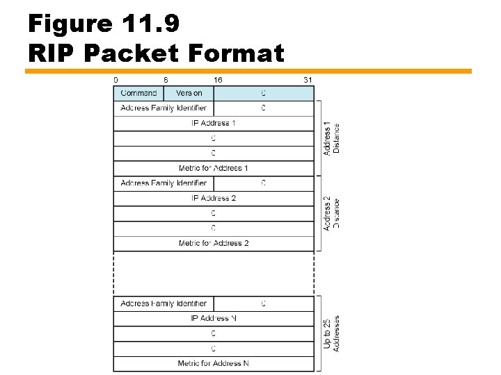 Figure 11. 9 RIP Packet Format 