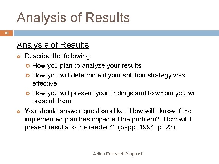 Analysis of Results 18 Analysis of Results £ £ Describe the following: £ How