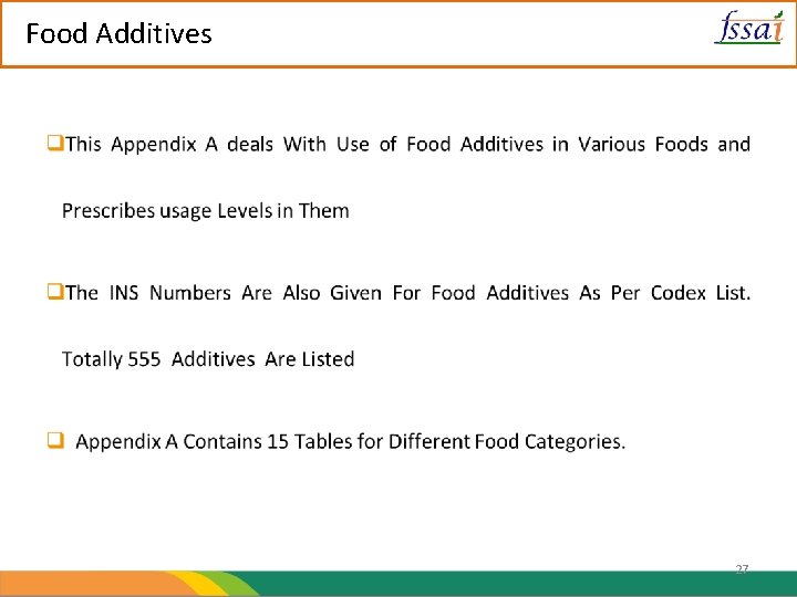 Food Additives 27 