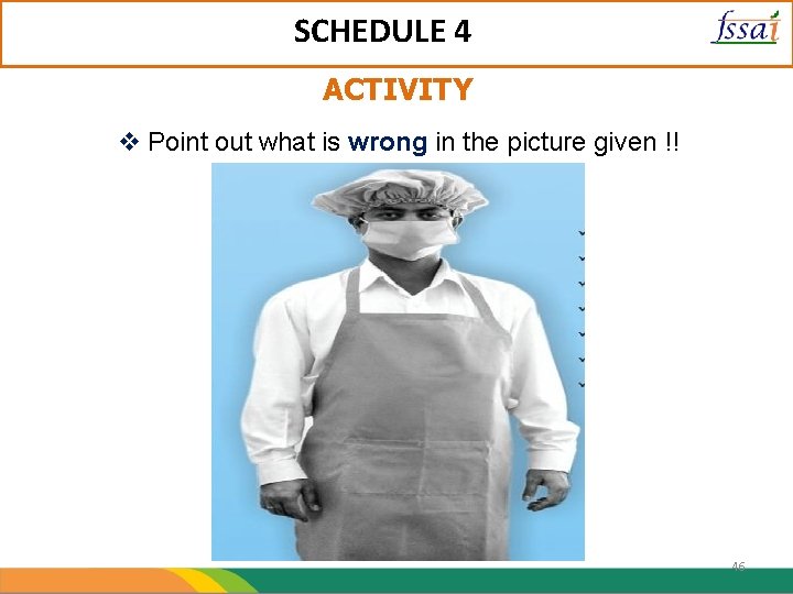 SCHEDULE 4 ACTIVITY Point out what is wrong in the picture given !! 46