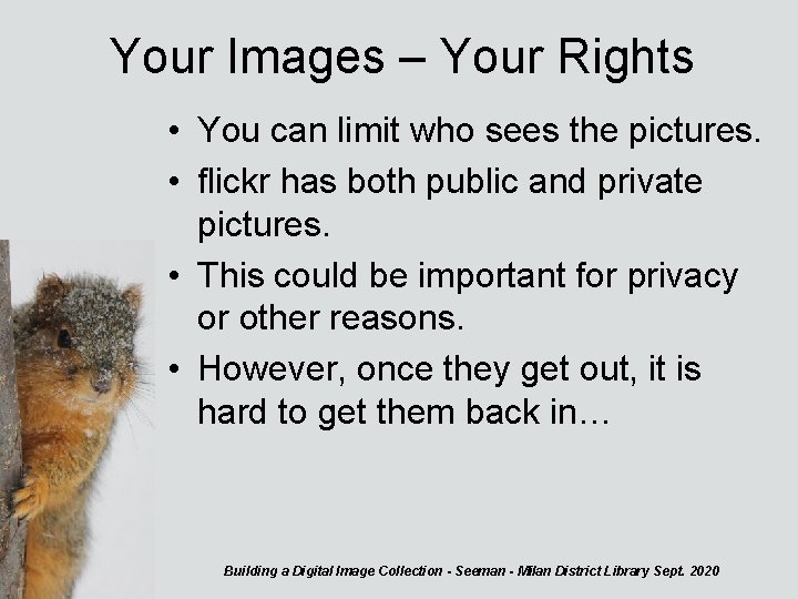 Your Images – Your Rights • You can limit who sees the pictures. •