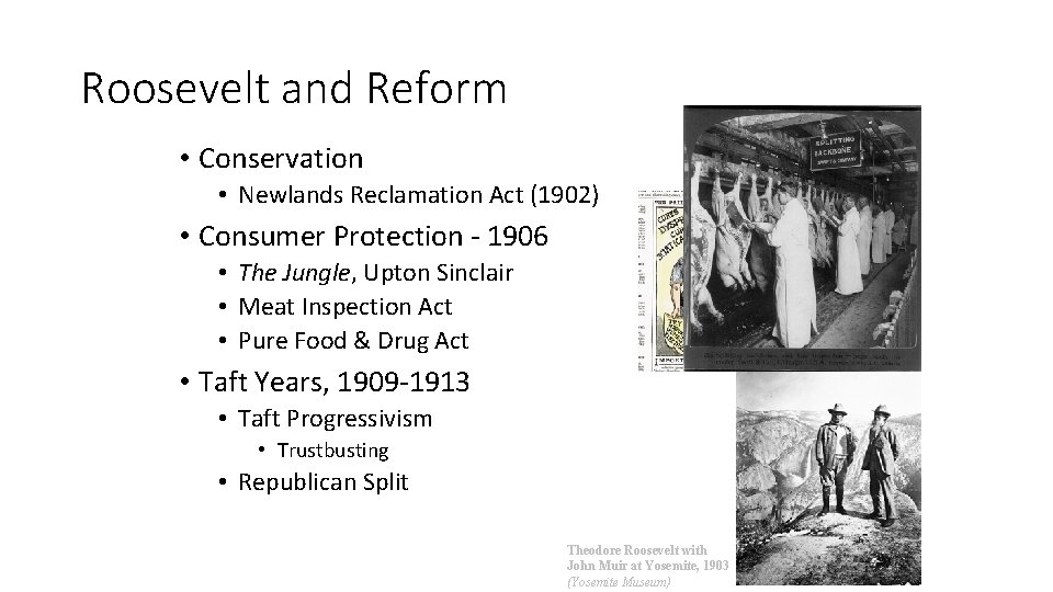 Roosevelt and Reform • Conservation • Newlands Reclamation Act (1902) • Consumer Protection -