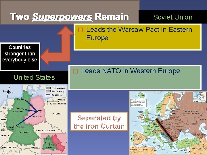 Two Superpowers Remain � Soviet Union Leads the Warsaw Pact in Eastern Europe Countries