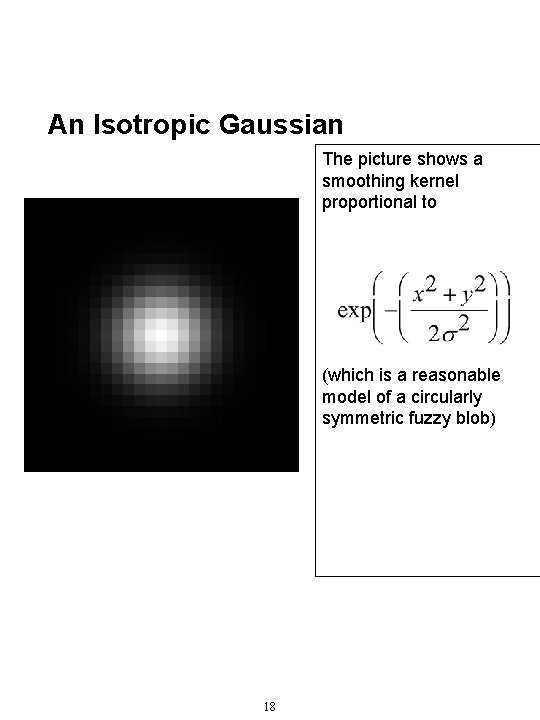 An Isotropic Gaussian The picture shows a smoothing kernel proportional to (which is a