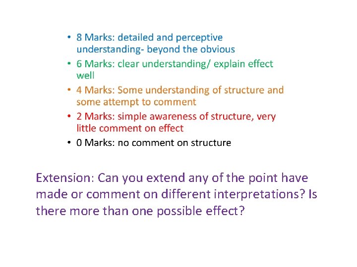 Extension: Can you extend any of the point have made or comment on different