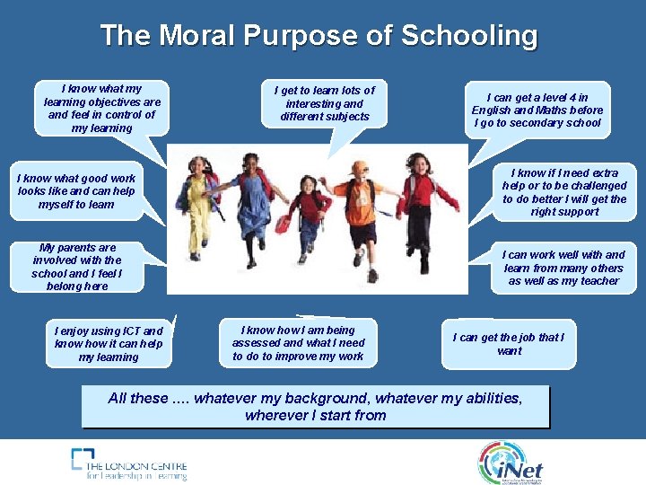 The Moral Purpose of Schooling I know what my learning objectives are and feel