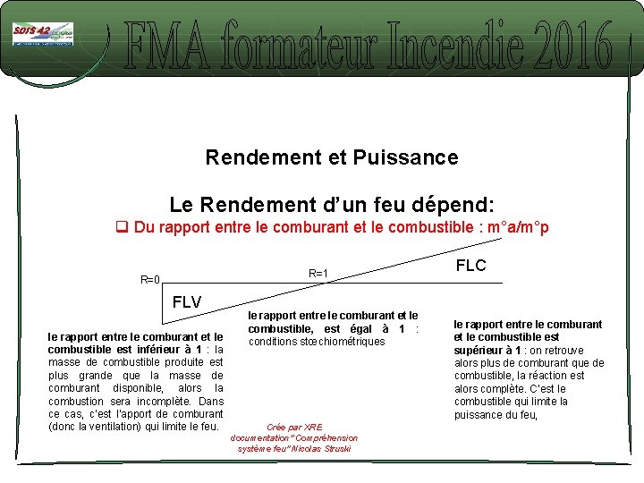 Rendement et Puissance Le Rendement d’un feu dépend: q Du rapport entre le comburant