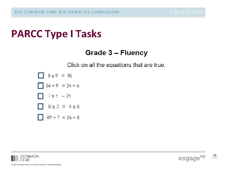 NYS COMMON CORE MATHEMATICS CURRICULUM A Story of Units PARCC Type I Tasks 23