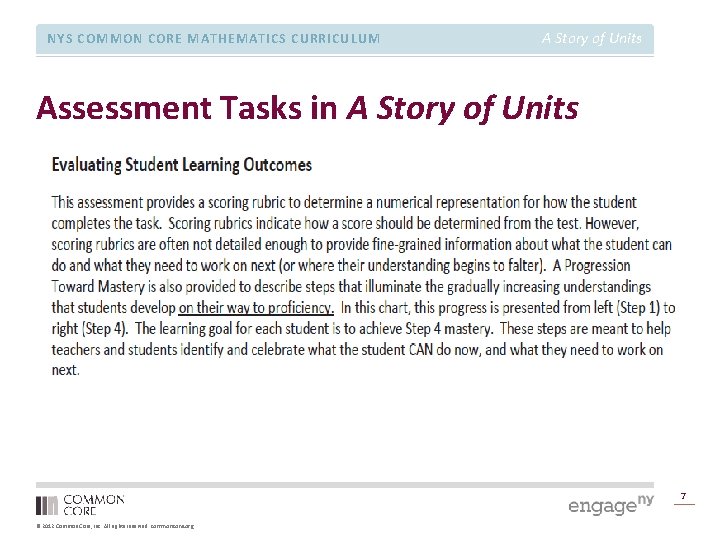 NYS COMMON CORE MATHEMATICS CURRICULUM A Story of Units Assessment Tasks in A Story