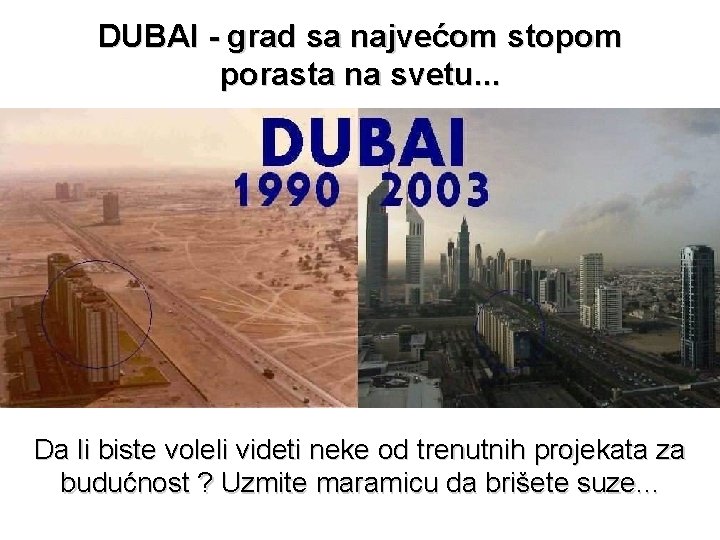 DUBAI - grad sa najvećom stopom porasta na svetu. . . Da li biste