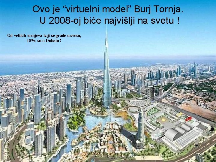 Ovo je “virtuelni model” Burj Tornja. U 2008 -oj biće najvišlji na svetu !