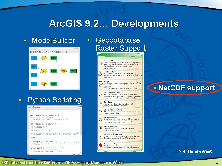 Arc. GIS 9. 2… Developments • Model. Builder • Geodatabase Raster Support • Net.