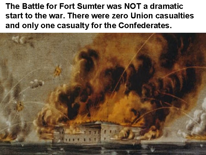 The Battle for Fort Sumter was NOT a dramatic start to the war. There