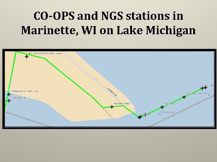 CO-OPS and NGS stations in Marinette, WI on Lake Michigan 