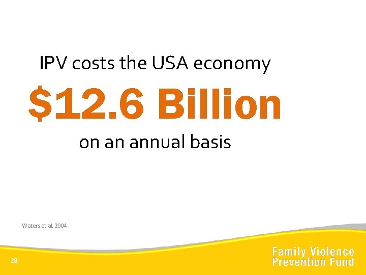 IPV costs the USA economy $12. 6 Billion on an annual basis Waters et