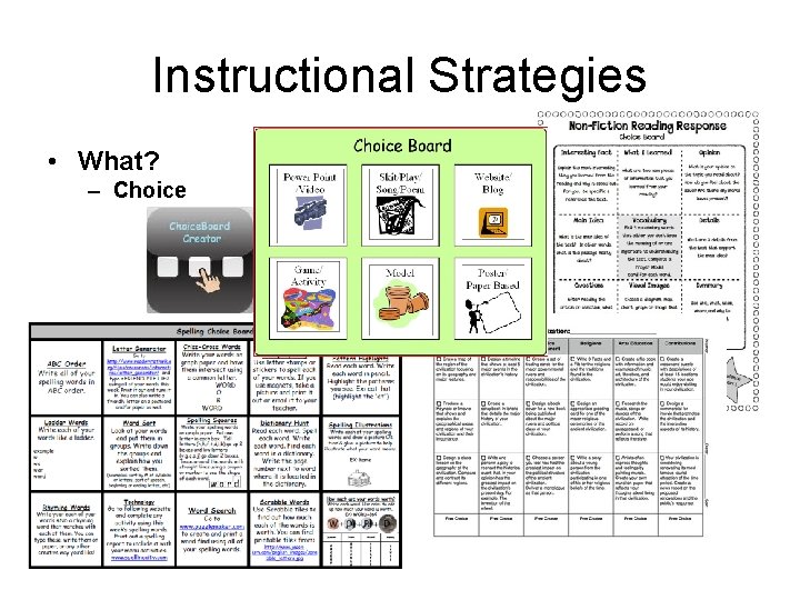 Instructional Strategies • What? – Choice 
