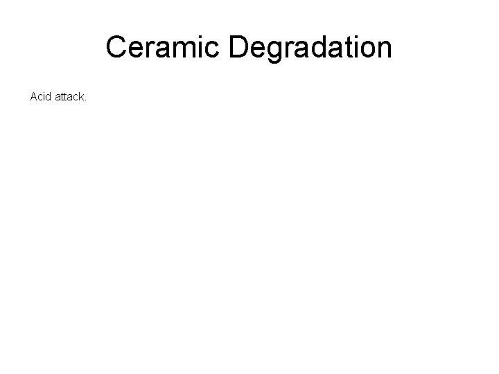 Ceramic Degradation Acid attack. 