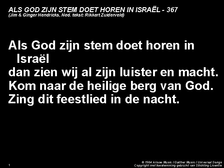 ALS GOD ZIJN STEM DOET HOREN IN ISRAËL - 367 (Jim & Ginger Hendricks,