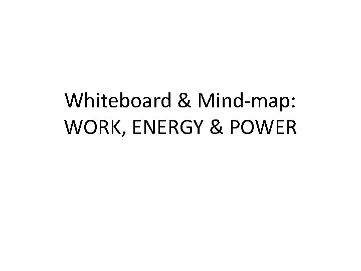 Whiteboard & Mind-map: WORK, ENERGY & POWER 