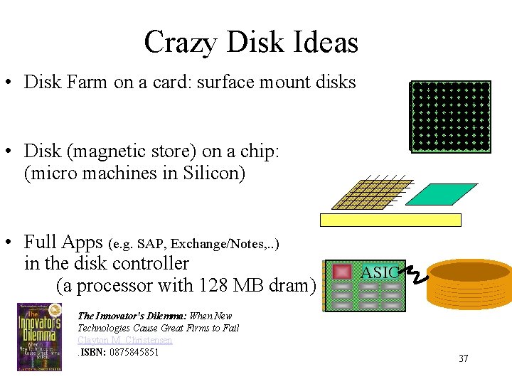 Crazy Disk Ideas • Disk Farm on a card: surface mount disks • Disk