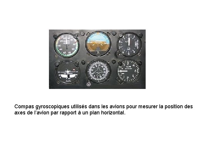 Compas gyroscopiques utilisés dans les avions pour mesurer la position des axes de l’avion