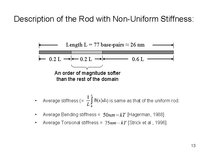 Description of the Rod with Non-Uniform Stiffness: Length L = 77 base-pairs ≈ 26