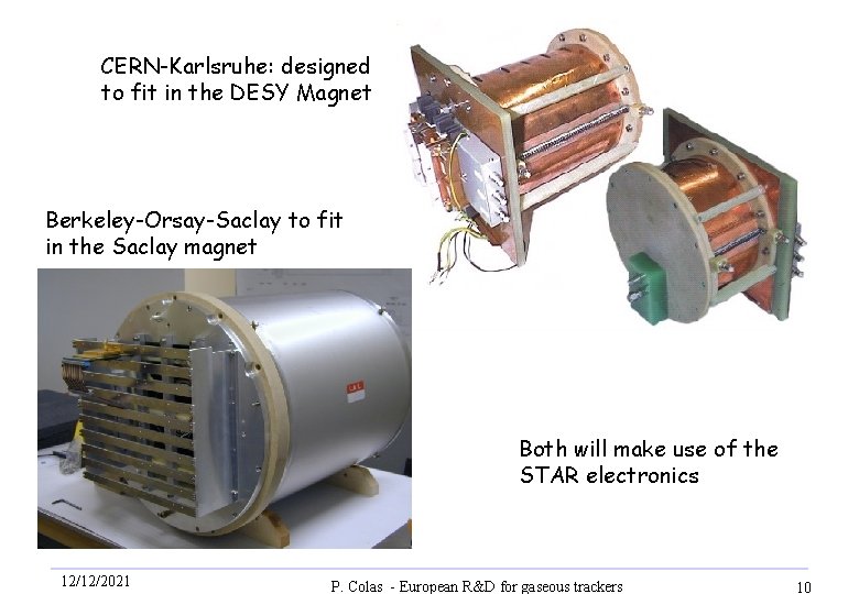 CERN-Karlsruhe: designed to fit in the DESY Magnet Berkeley-Orsay-Saclay to fit in the Saclay