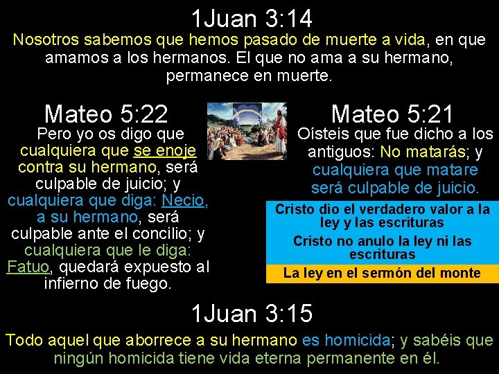 1 Juan 3: 14 Nosotros sabemos que hemos pasado de muerte a vida, en