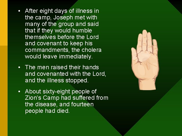  • After eight days of illness in the camp, Joseph met with many