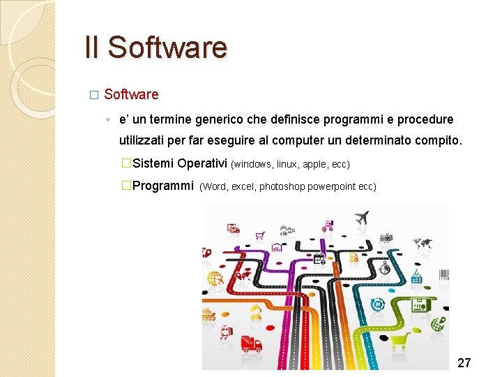 Il Software � Software ◦ e’ un termine generico che definisce programmi e procedure
