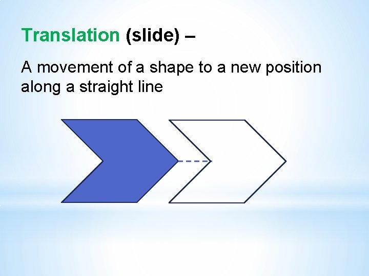 Translation (slide) – A movement of a shape to a new position along a