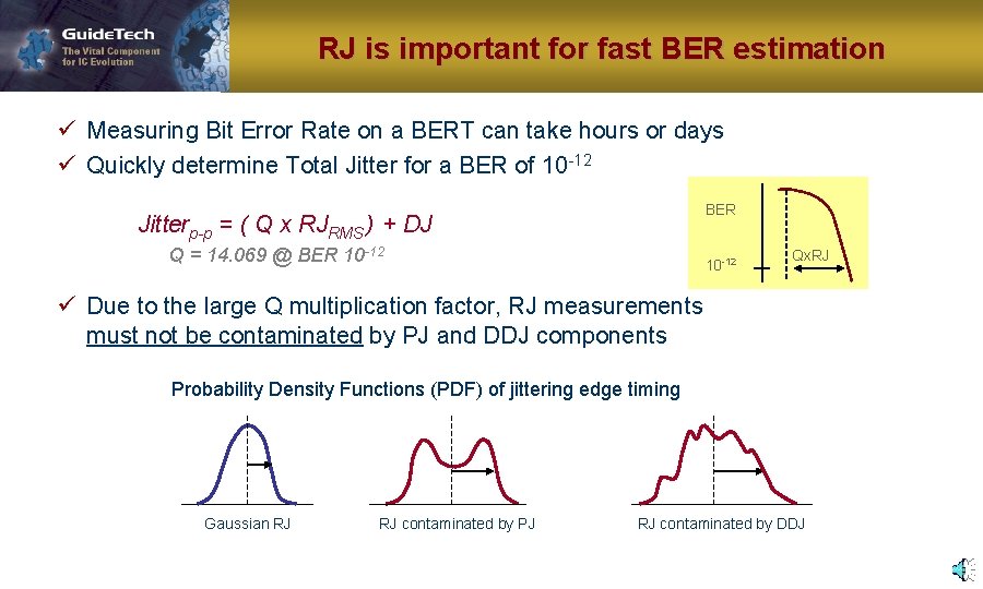 RJ is important for fast BER estimation ü Measuring Bit Error Rate on a