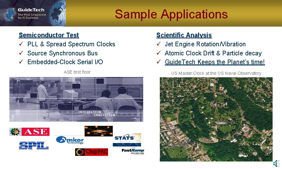 Sample Applications Semiconductor Test ü PLL & Spread Spectrum Clocks ü Source Synchronous Bus