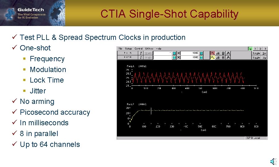 CTIA Single-Shot Capability ü Test PLL & Spread Spectrum Clocks in production ü One-shot