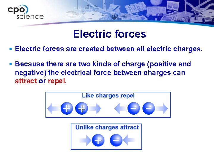 Electric forces § Electric forces are created between all electric charges. § Because there