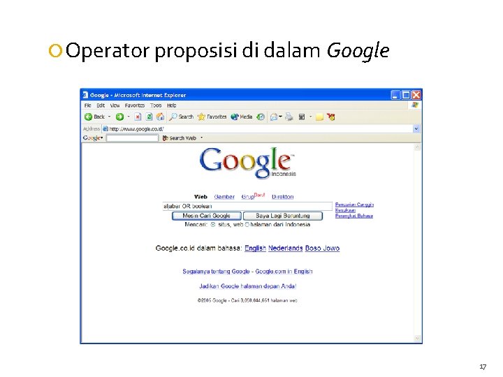  Operator proposisi di dalam Google 17 