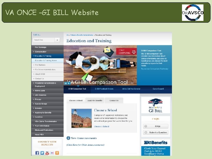 VA ONCE –GI BILL Website 