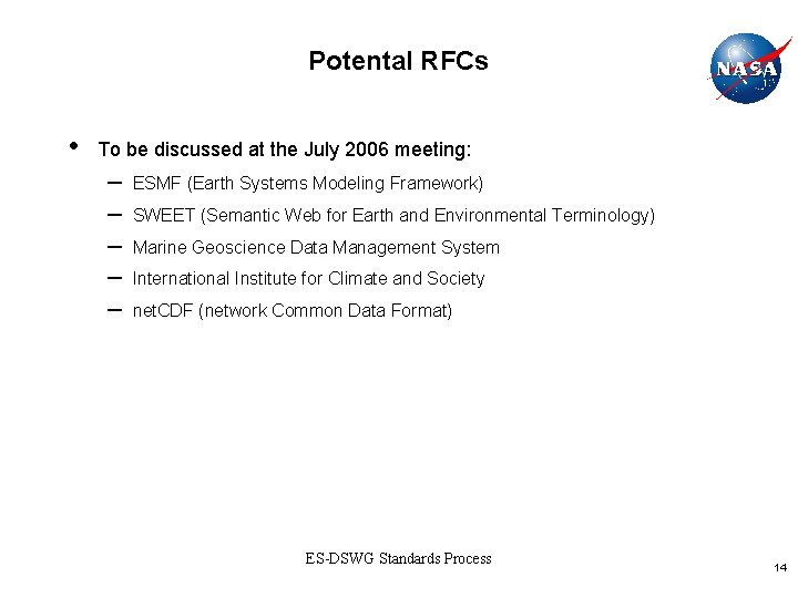 Potental RFCs • To be discussed at the July 2006 meeting: – – –