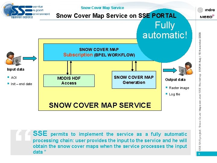 Snow Cover Map Service Fully automatic! SNOW COVER MAP Subscription (BPEL WORKFLOW) Input data