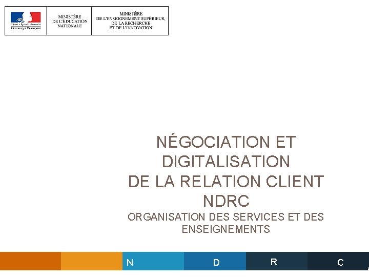 NÉGOCIATION ET DIGITALISATION DE LA RELATION CLIENT NDRC ORGANISATION DES SERVICES ET DES ENSEIGNEMENTS