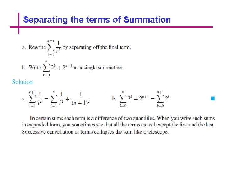 Separating the terms of Summation 